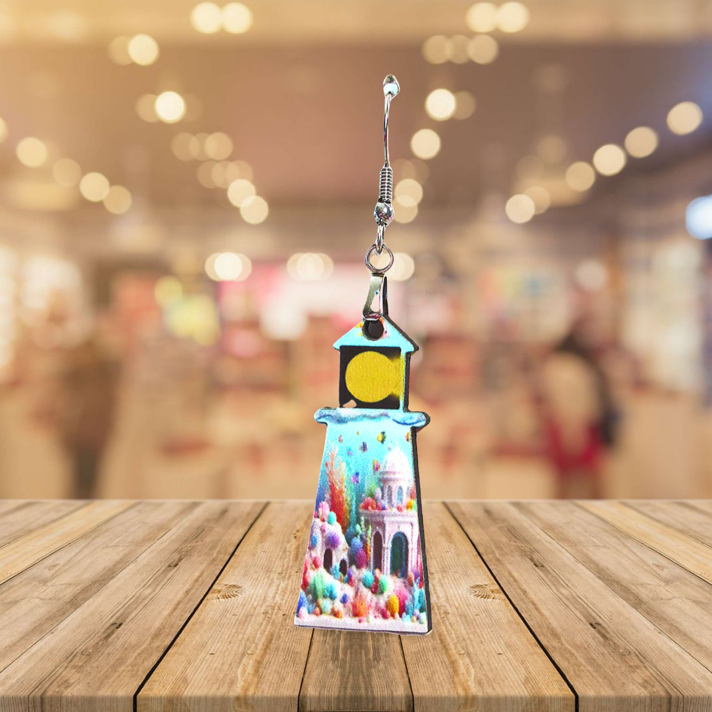 Lighthouse Shaped Sublimated Earrings MDF 1.5 Inch.