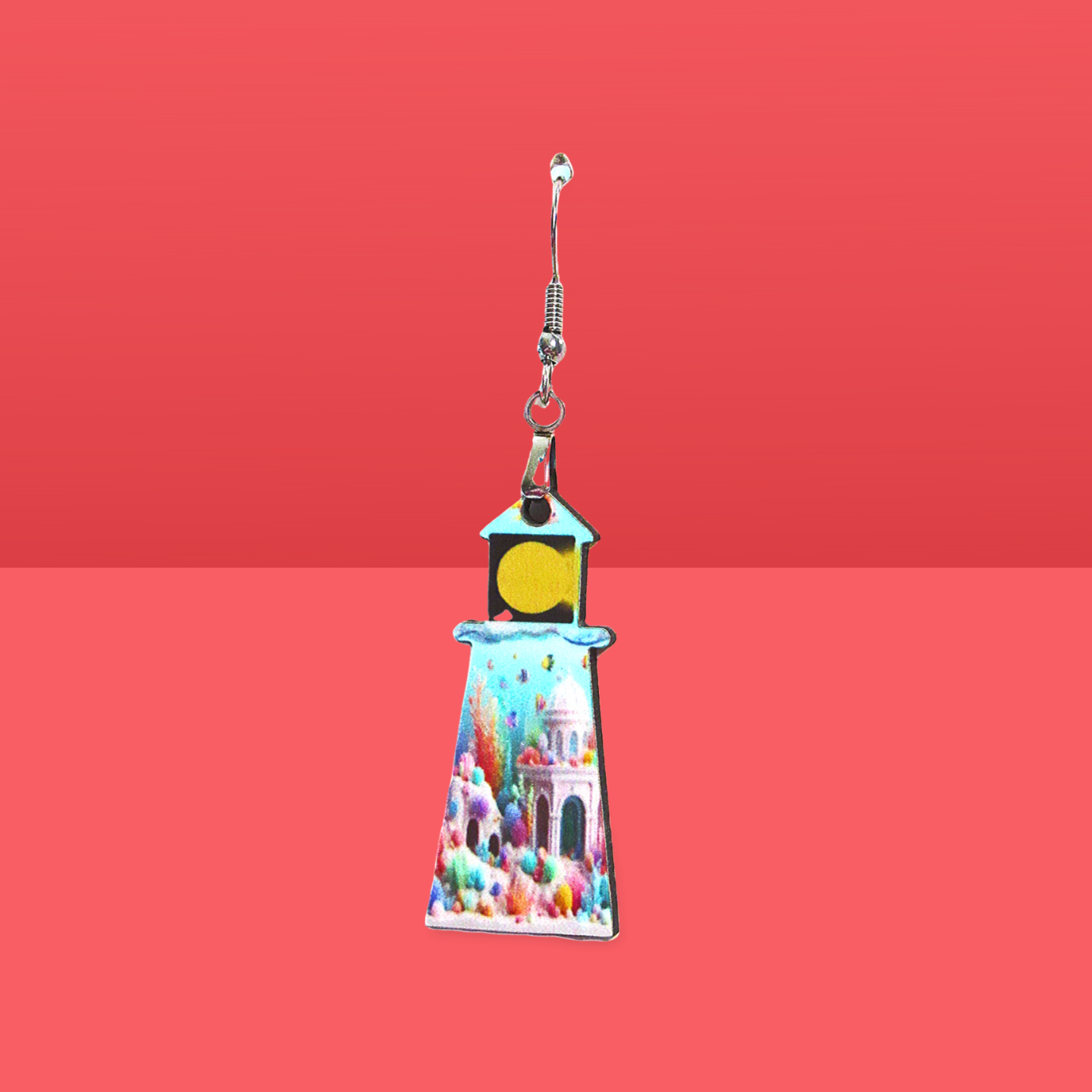 Lighthouse Shaped Sublimated Earrings MDF 1.5 Inch.