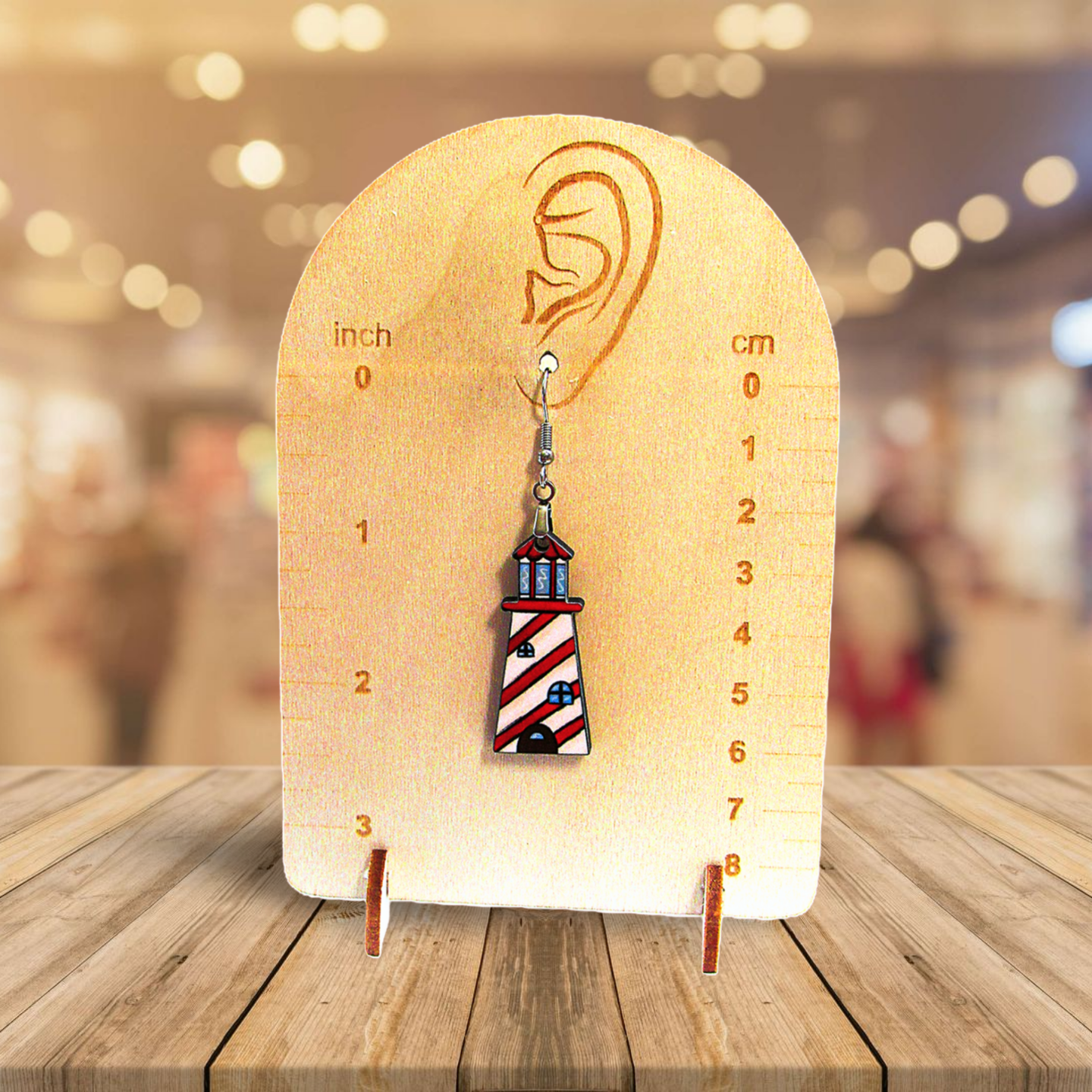 Lighthouse Shaped Sublimated Earrings MDF 1.5 Inch.