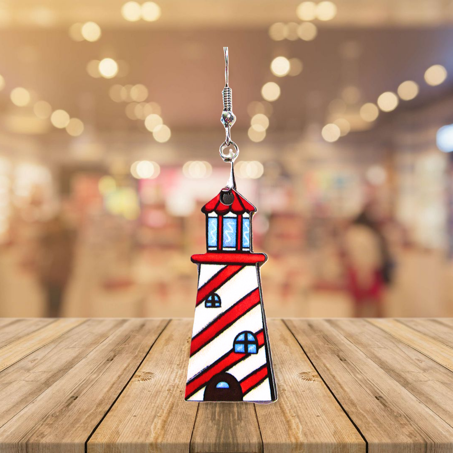 Lighthouse Shaped Sublimated Earrings MDF 1.5 Inch.
