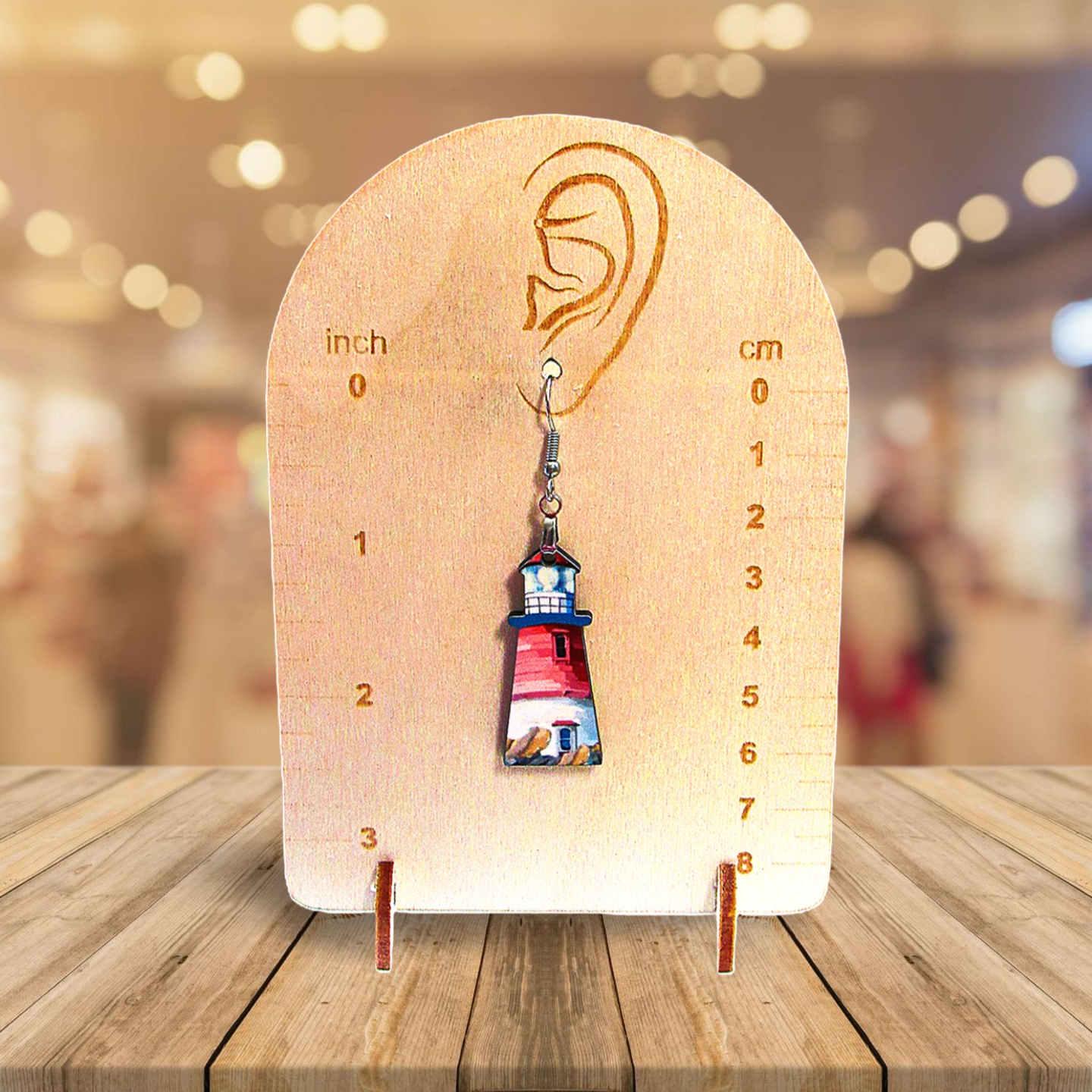 Lighthouse Shaped Sublimated Earrings MDF 1.5 Inch.