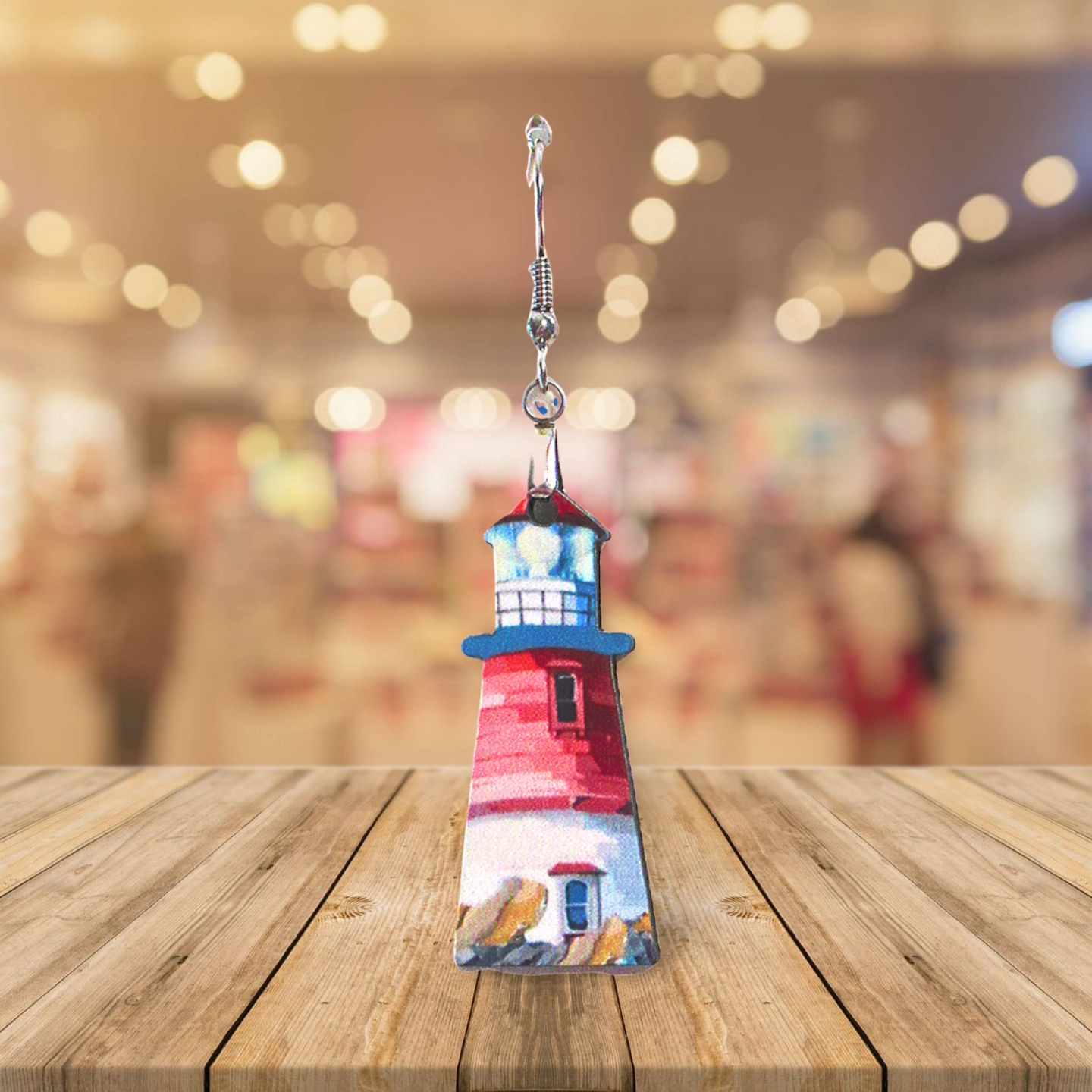 Lighthouse Shaped Sublimated Earrings MDF 1.5 Inch.