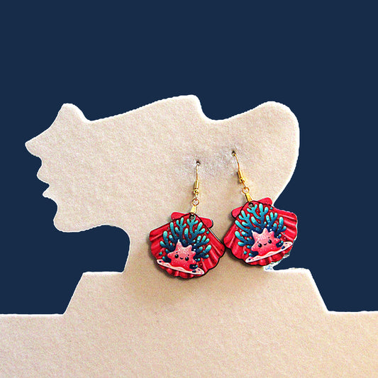 Clam Shell Shaped Sublimated Earrings 1.5 inch