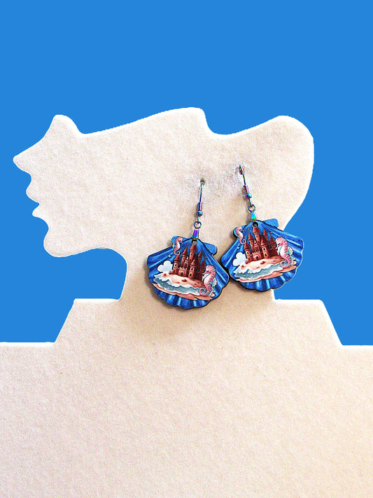 Clam Shell Shaped Sublimated Earrings 1.5 inch