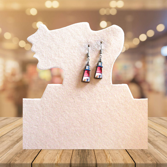 Lighthouse Shaped Sublimated Earrings MDF 1 Inch.