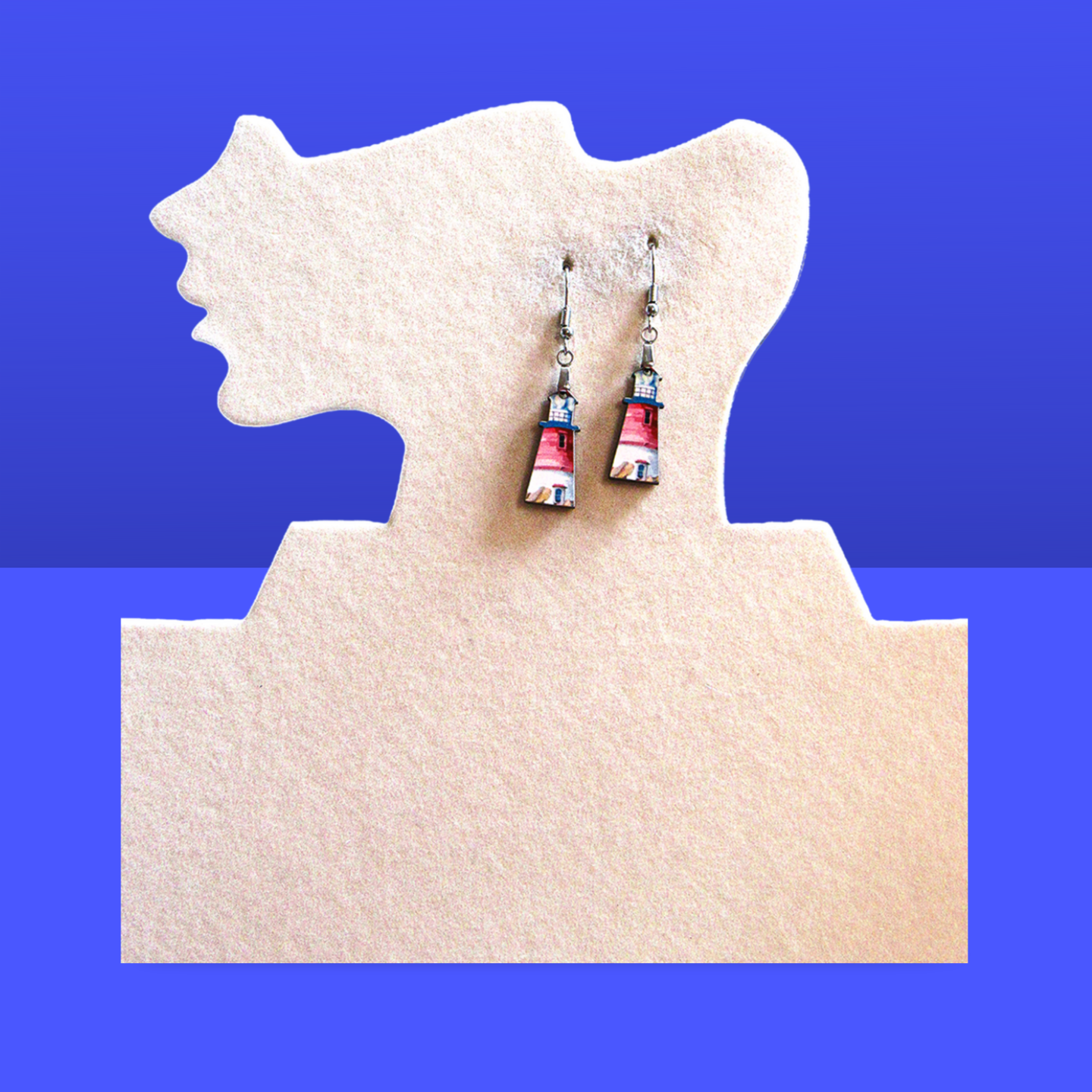 Lighthouse Shaped Sublimated Earrings MDF 1 Inch.