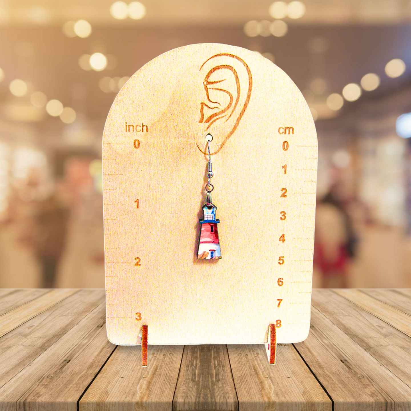 Lighthouse Shaped Sublimated Earrings MDF 1 Inch.