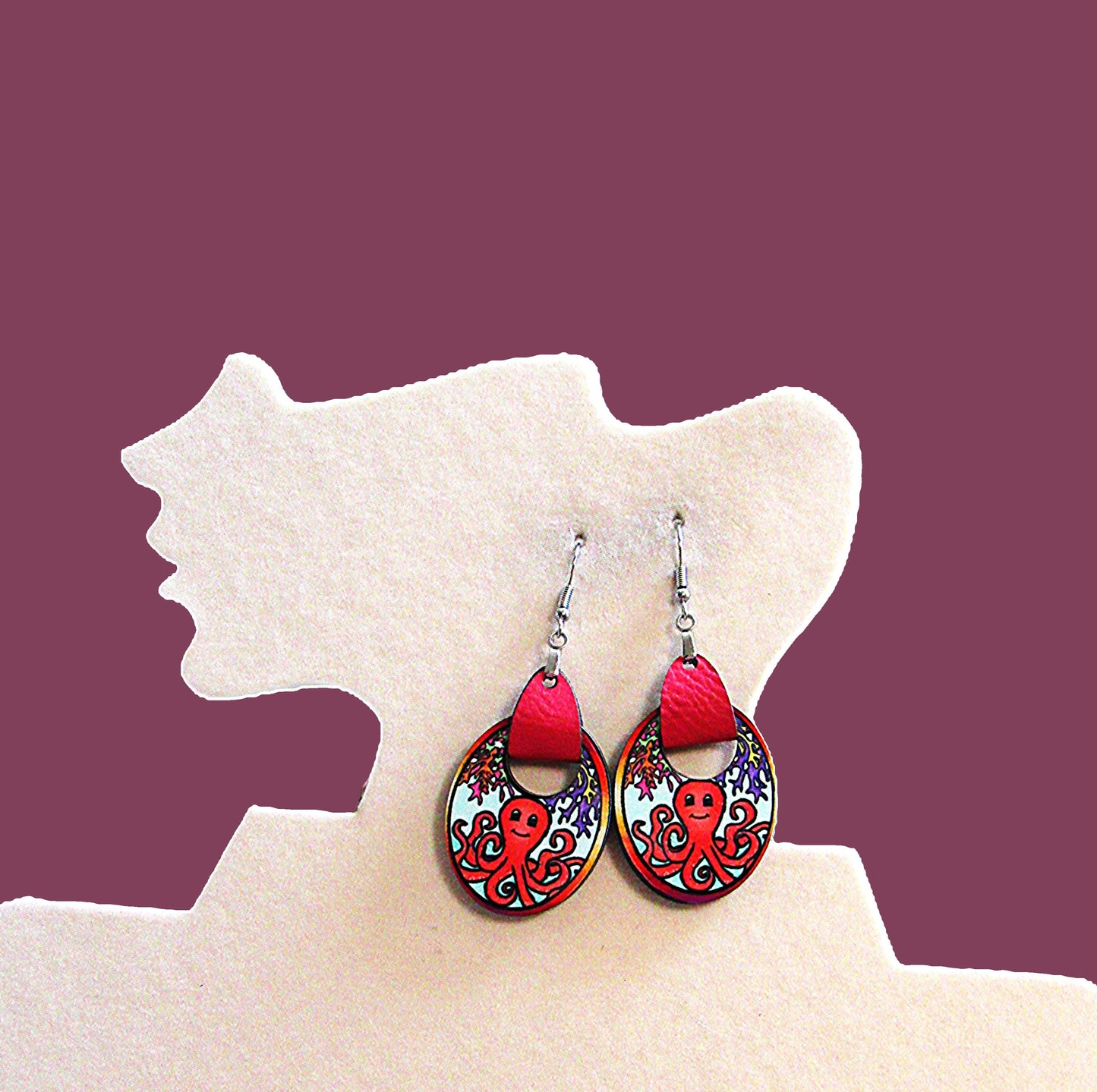 Boho Oval Shaped Sublimated Earring