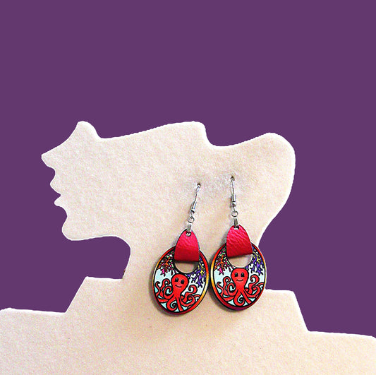 Boho Oval Shaped Sublimated Earring