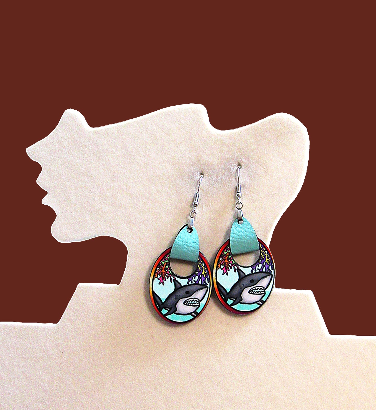 Boho Oval Shaped Sublimated Earring