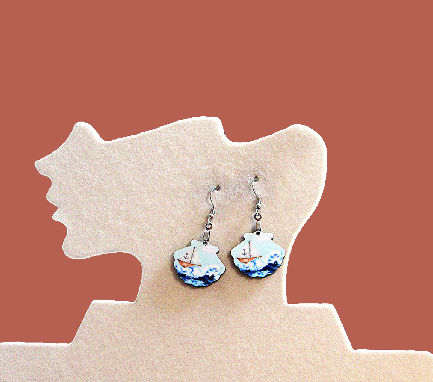 Clam Shell Shaped Sublimated Earrings MDF 1 inch