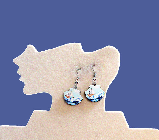 Clam Shell Shaped Sublimated Earrings MDF 1 inch