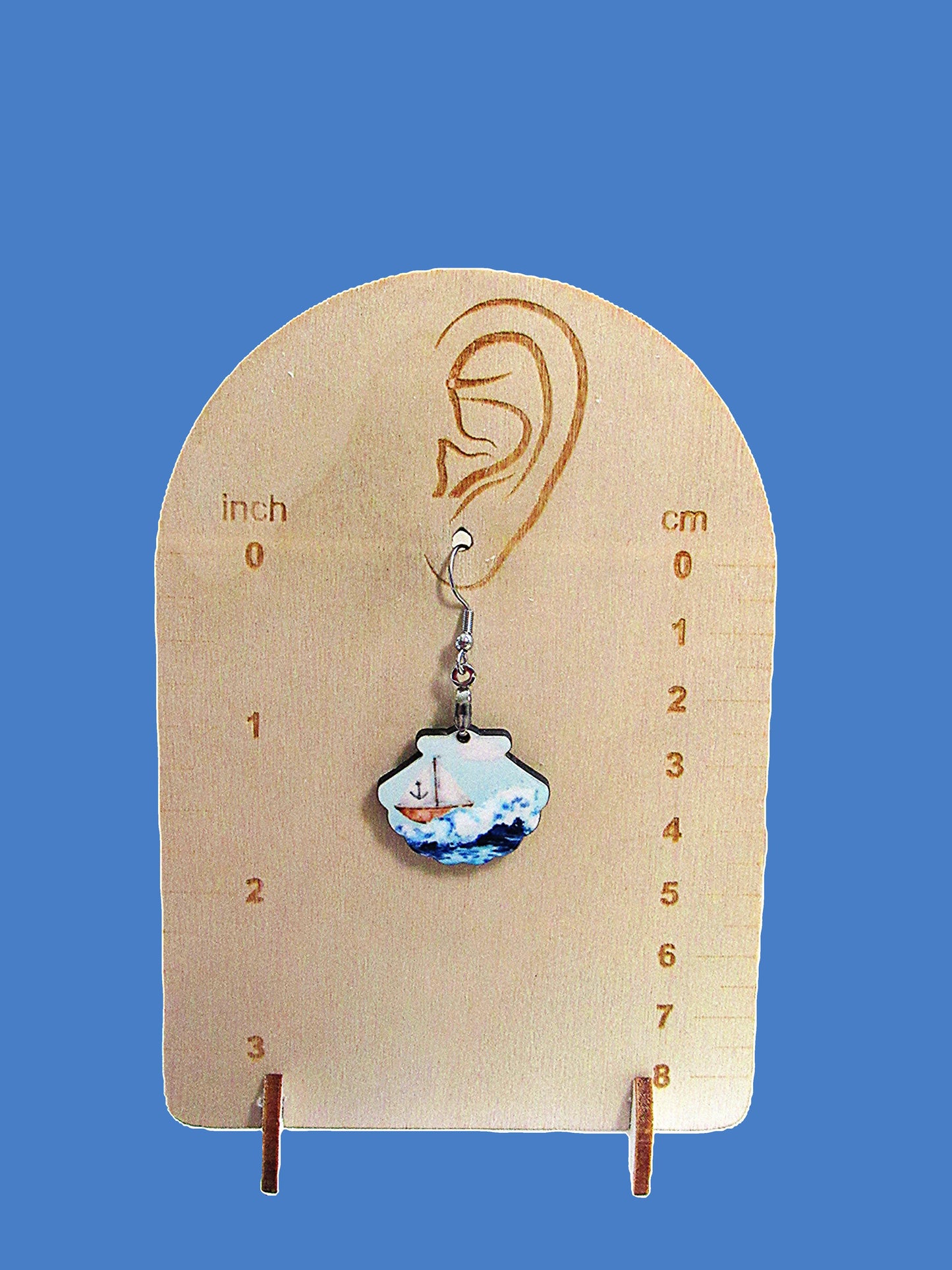 Clam Shell Shaped Sublimated Earrings MDF 1 inch