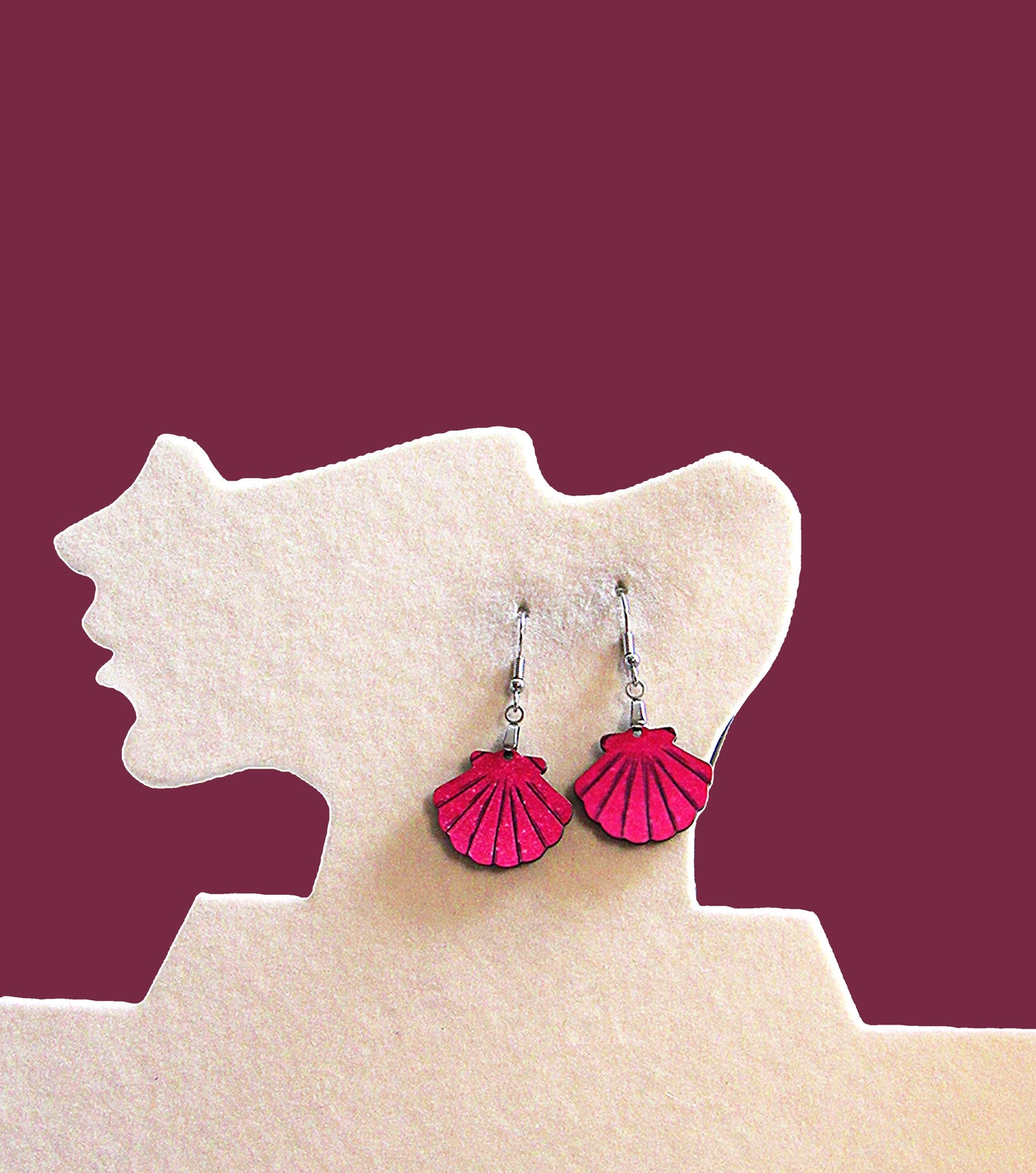 Clam Shell Shaped Sublimated Earrings MDF 1 inch