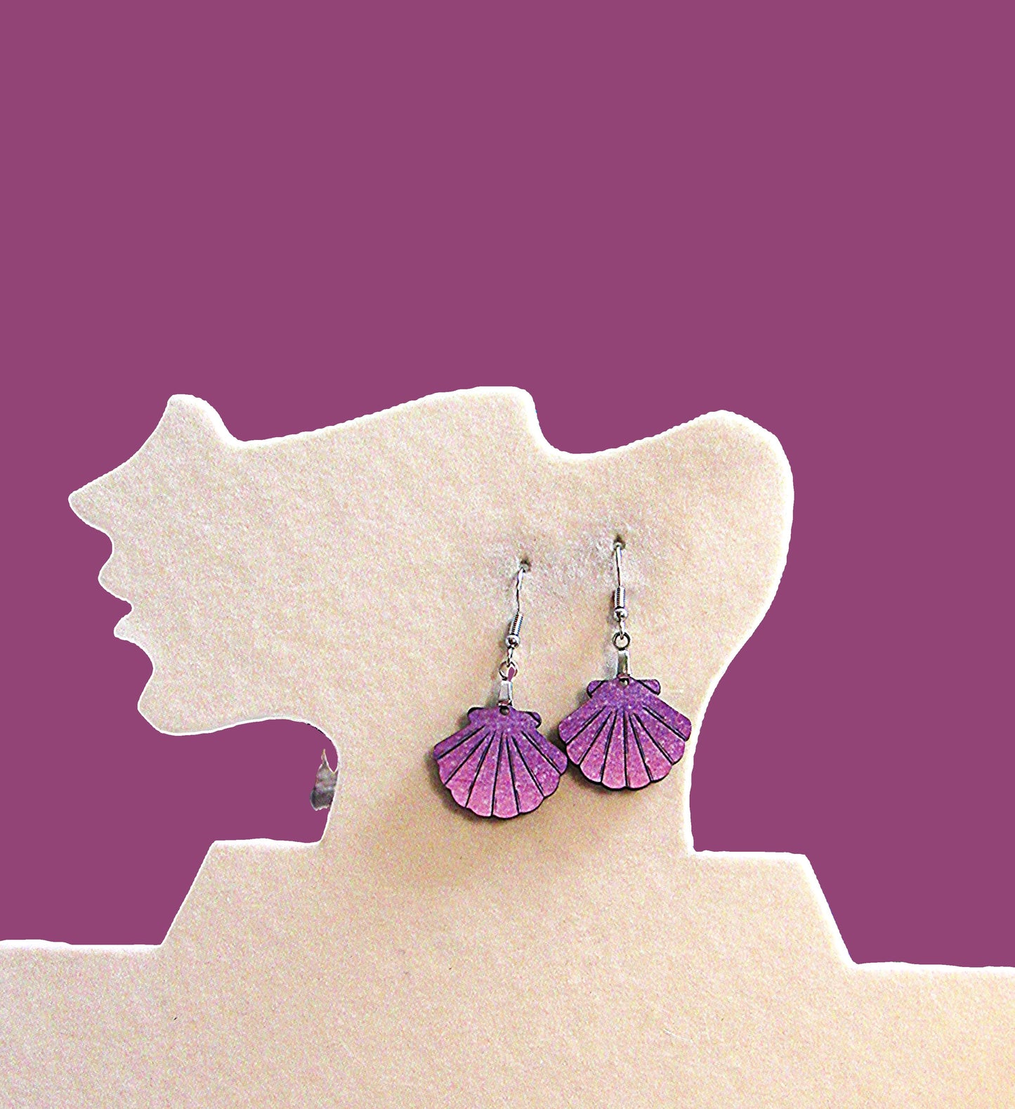 Clam Shell Shaped Sublimated Earrings MDF 1 inch