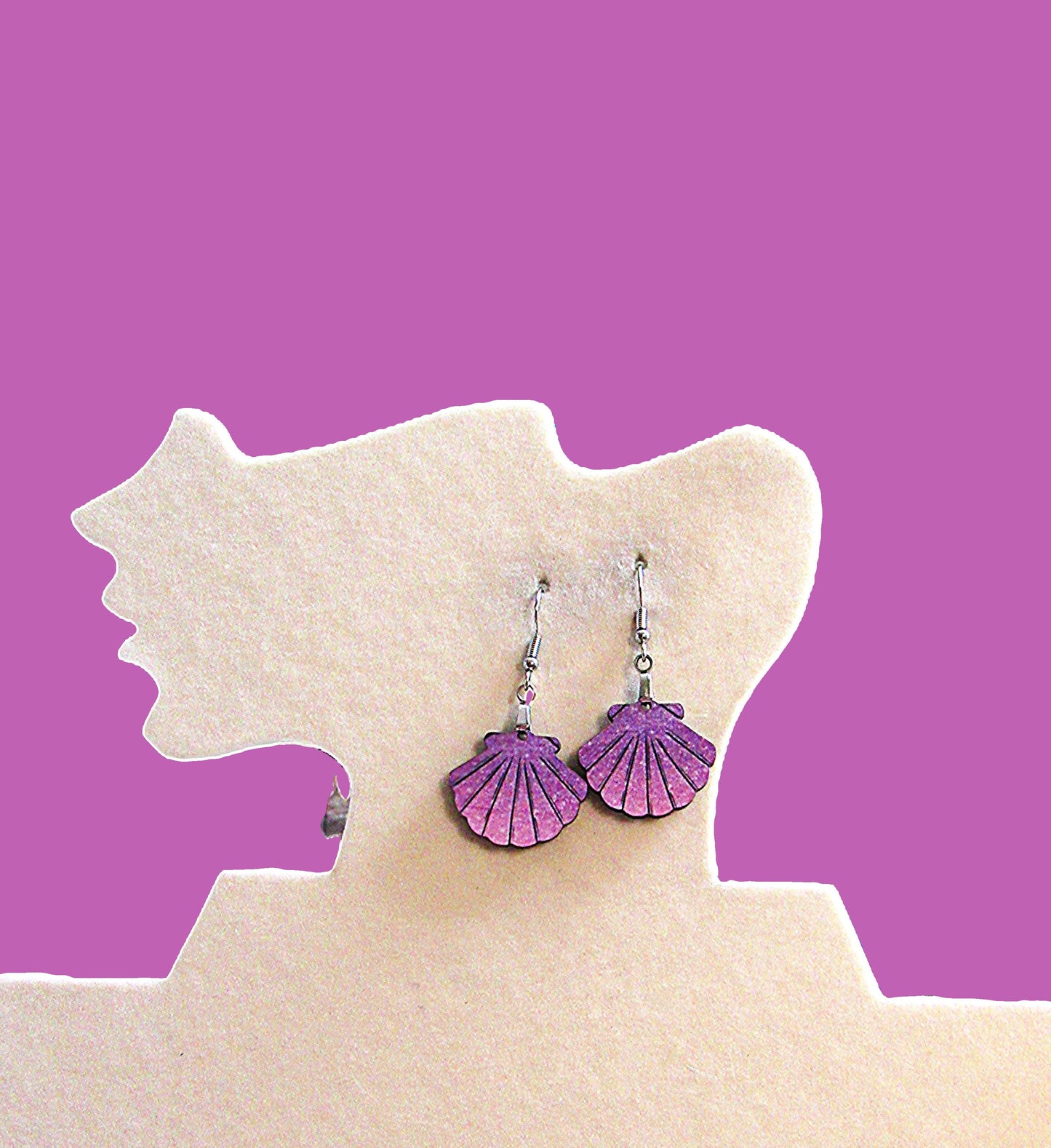 Clam Shell Shaped Sublimated Earrings MDF 1 inch