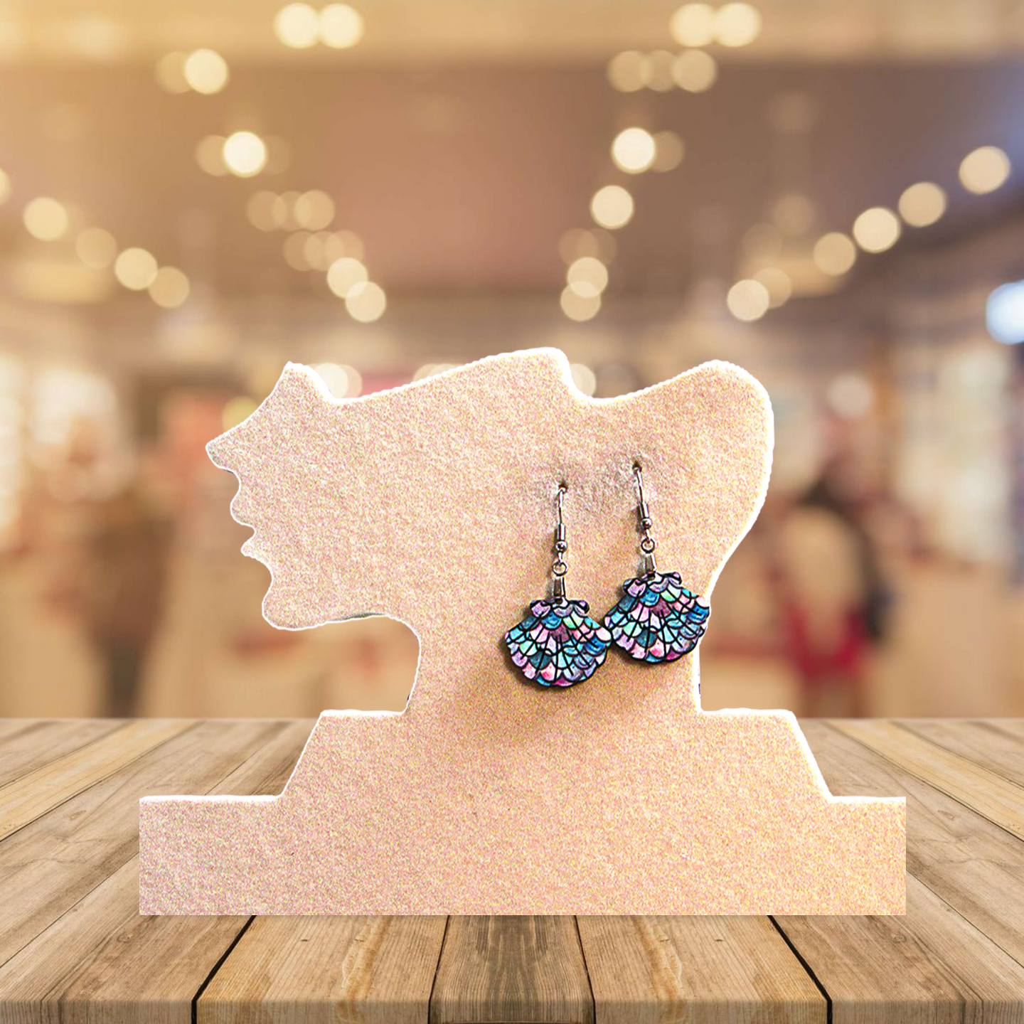 Clam Shell Shaped Sublimated Earrings MDF 1 inch