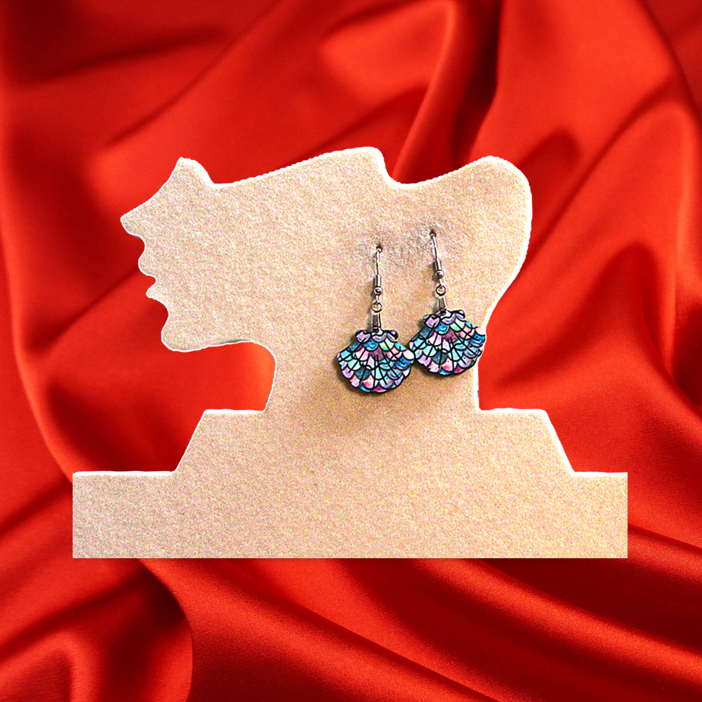 Clam Shell Shaped Sublimated Earrings MDF 1 inch