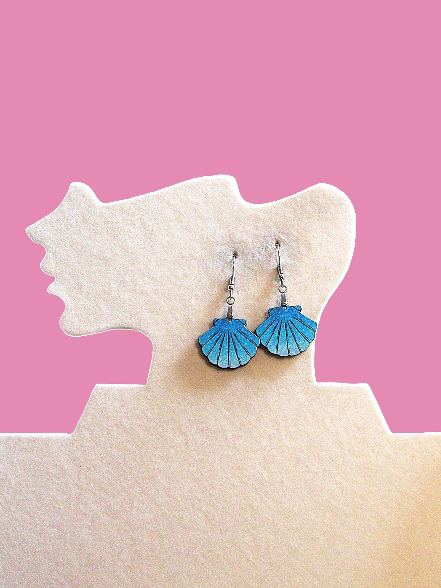 Clam Shell Shaped Sublimated Earrings MDF 1 inch