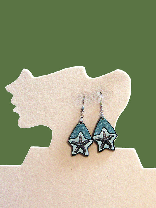 Teardrop Star Shaped Sublimated Earrings