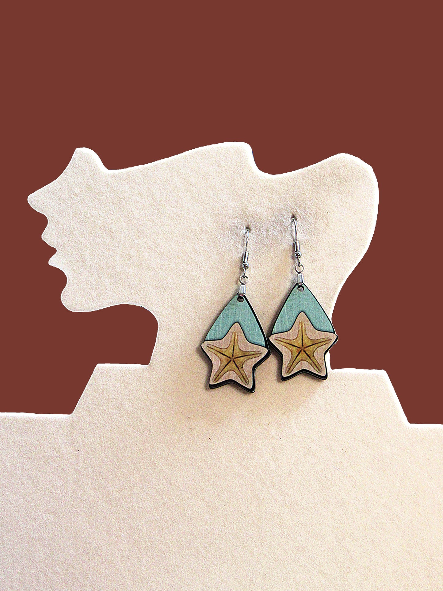 Teardrop Star Shaped Sublimated Earrings