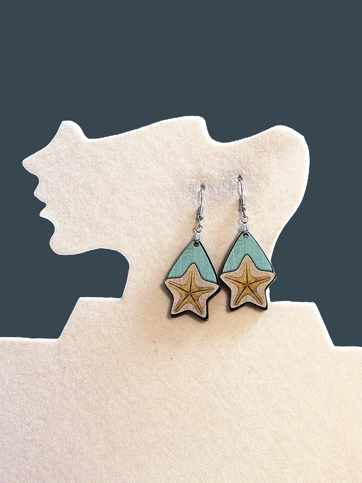 Teardrop Star Shaped Sublimated Earrings