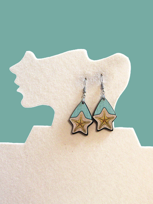 Teardrop Star Shaped Sublimated Earrings