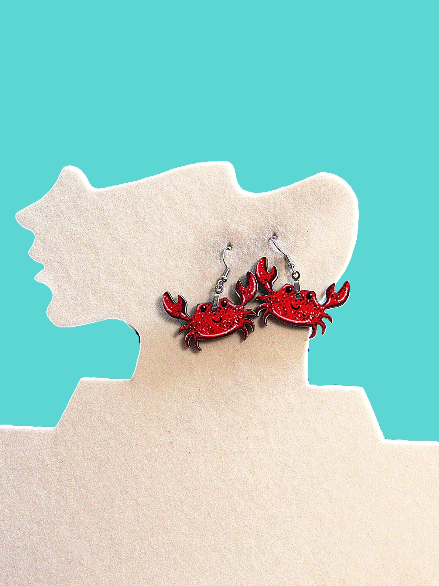 Crab Shaped Sublimated Earrings 1.5"