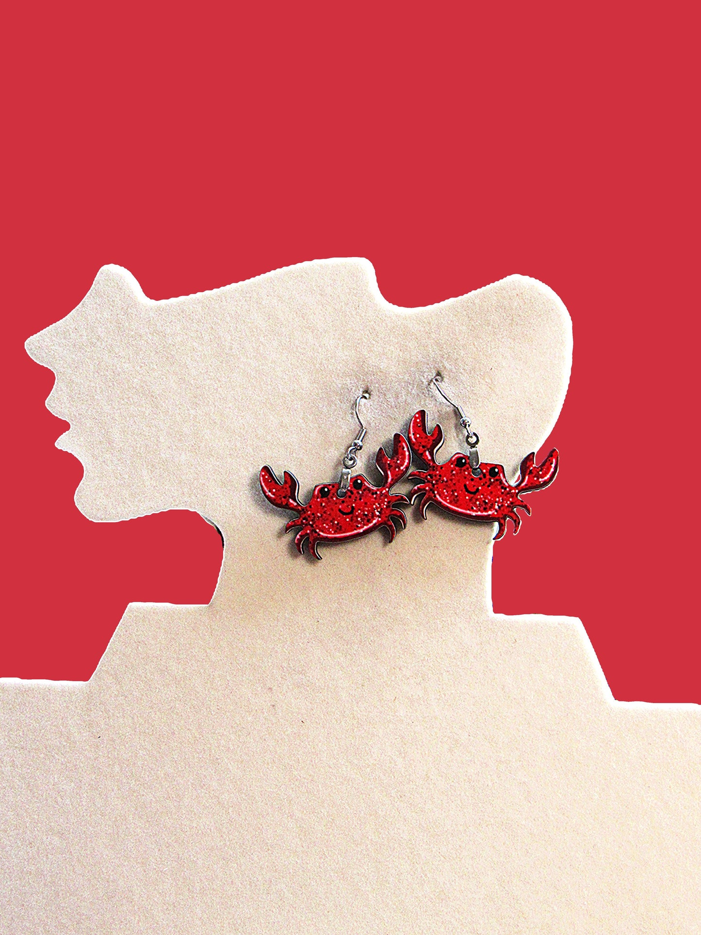 Crab Shaped Sublimated Earrings 1.5"