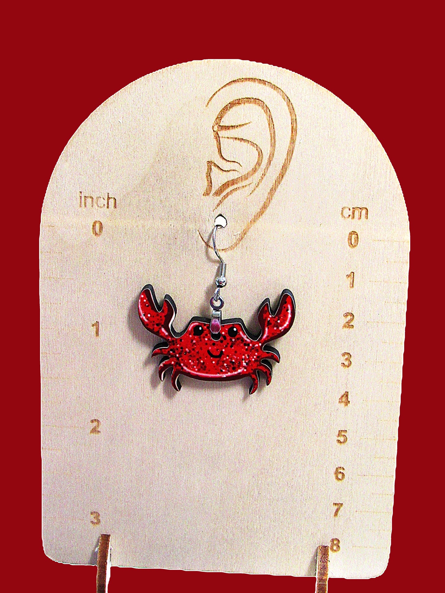 Crab Shaped Sublimated Earrings 1.5"