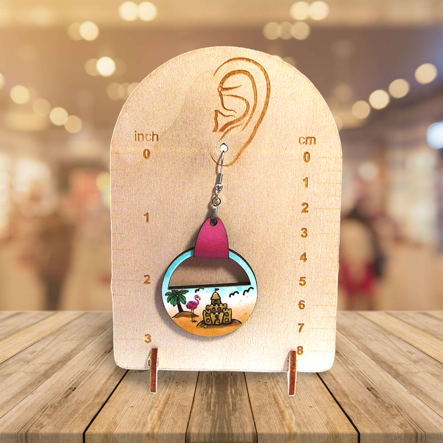 Round Semi Circle Shaped Sublimated Earrings