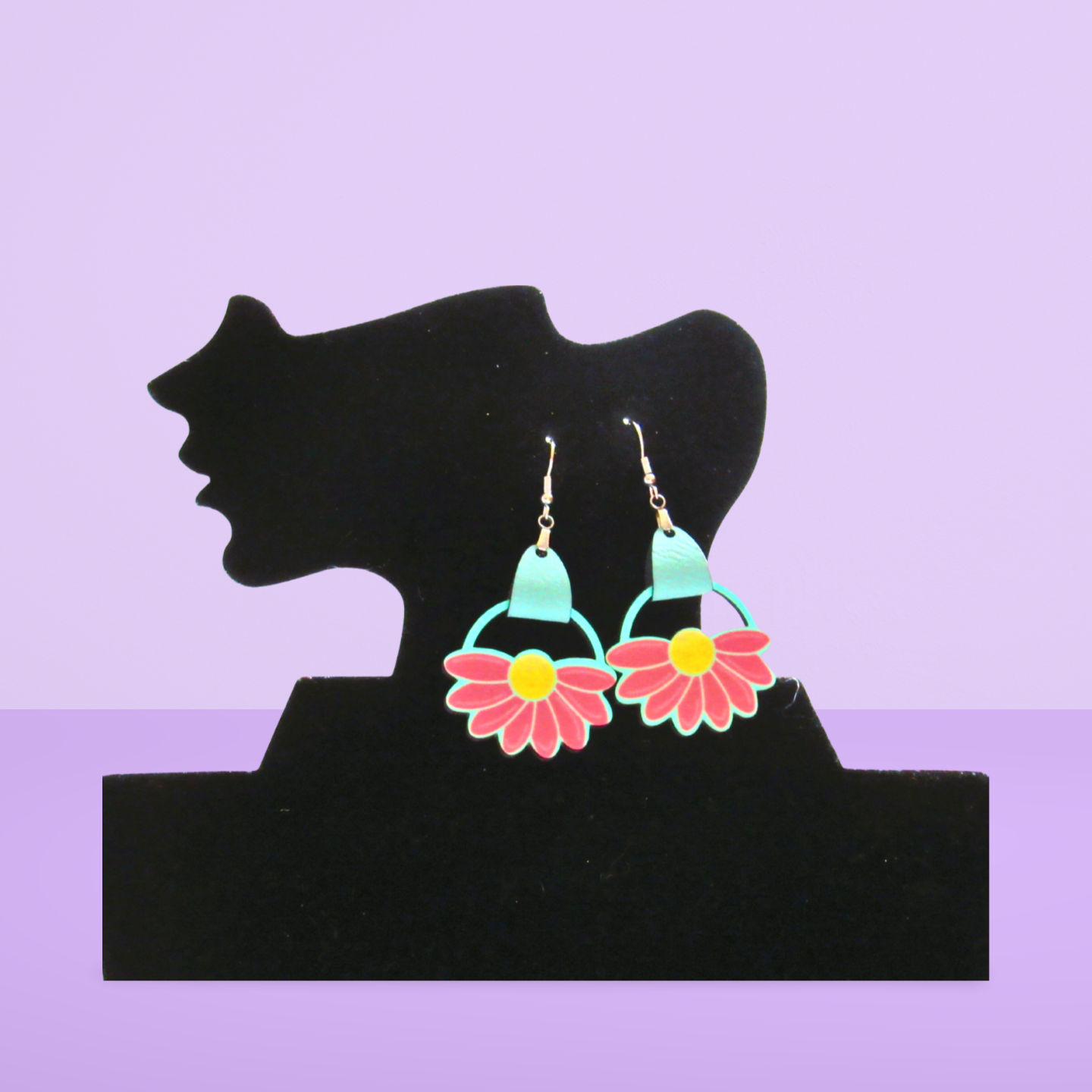 Round Sunflower Shaped Sublimated Earrings