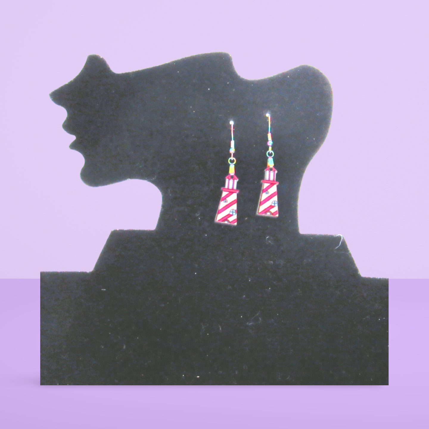 Lighthouse Shaped Sublimated Earrings MDF 1 Inch.