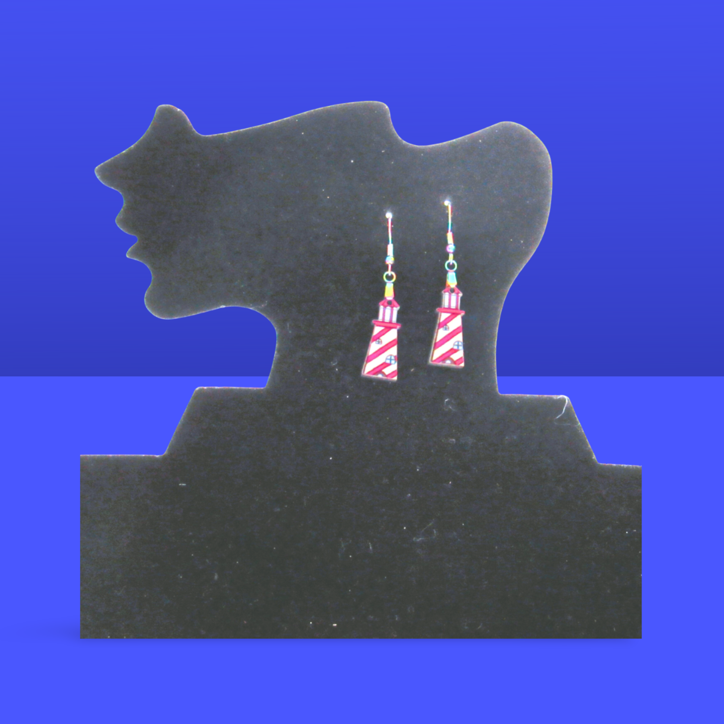 Lighthouse Shaped Sublimated Earrings MDF 1 Inch.