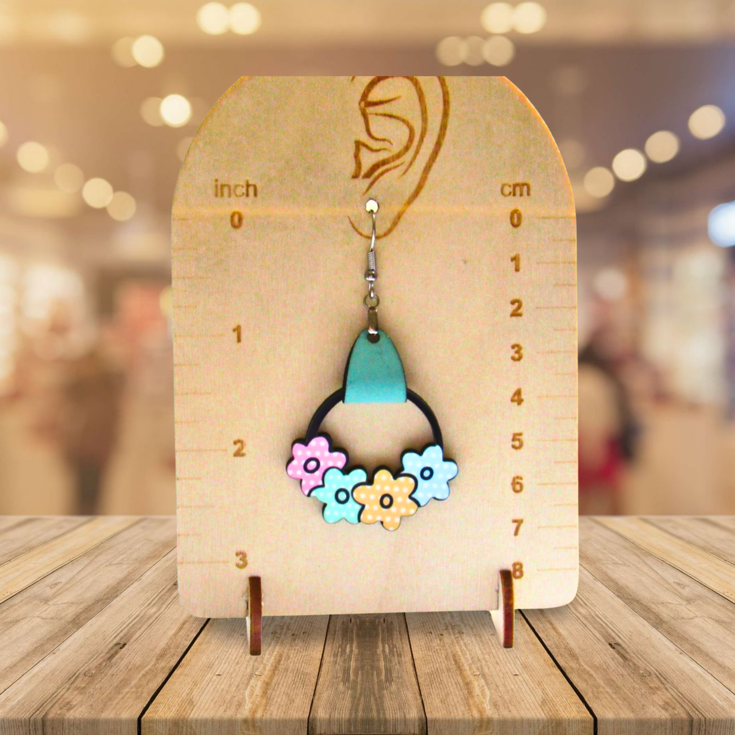 Round Flower Cluster Shaped Sublimated Earrings