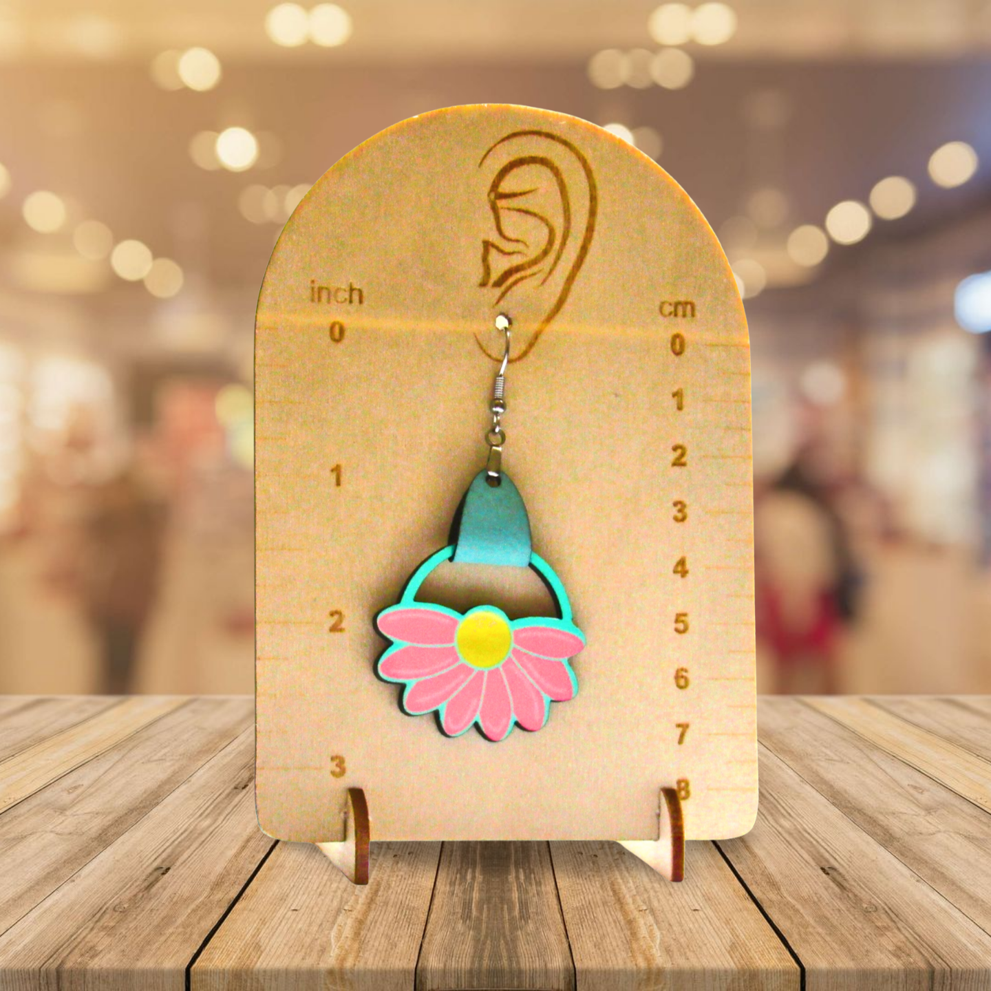 Round Sunflower Shaped Sublimated Earrings