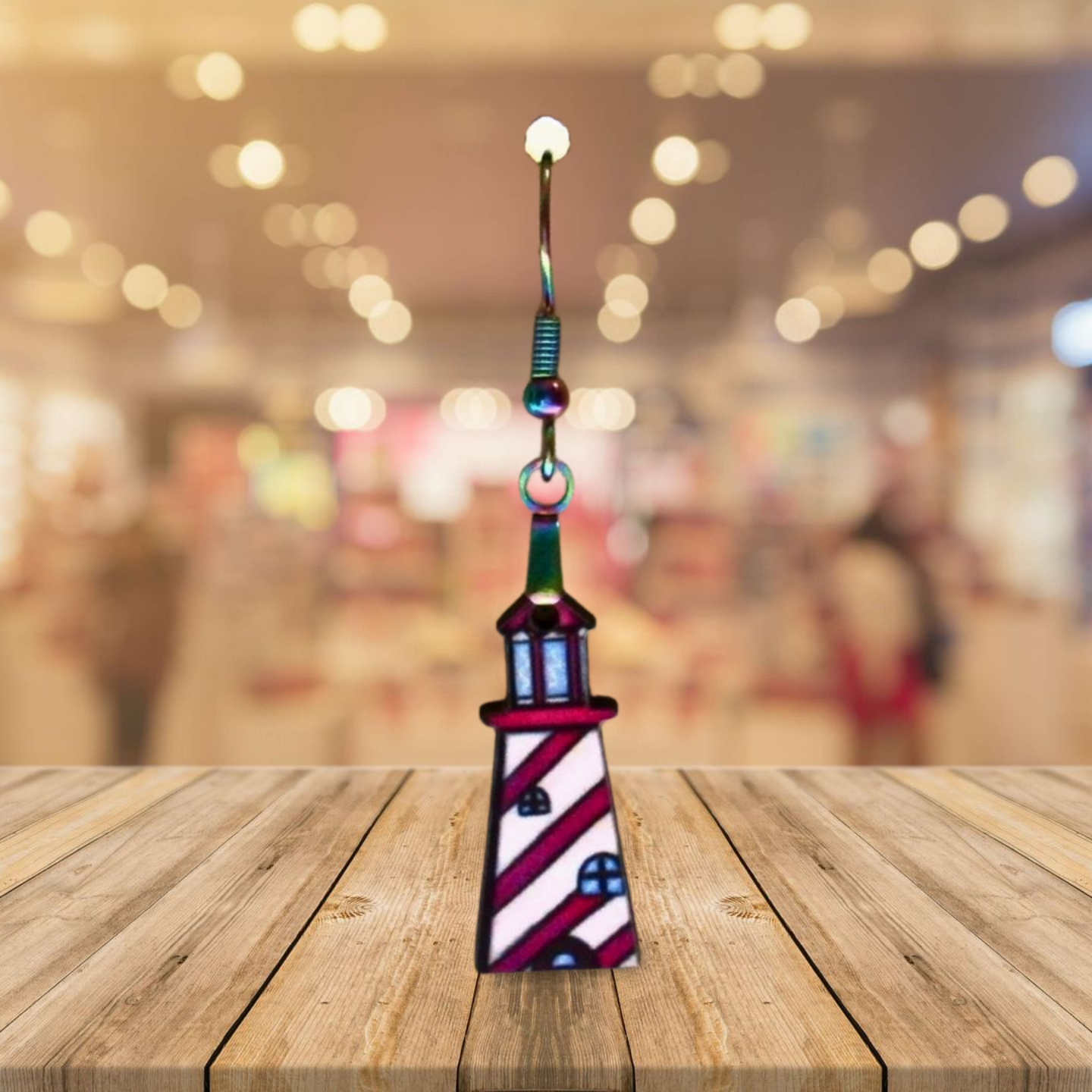 Lighthouse Shaped Sublimated Earrings MDF 1 Inch.