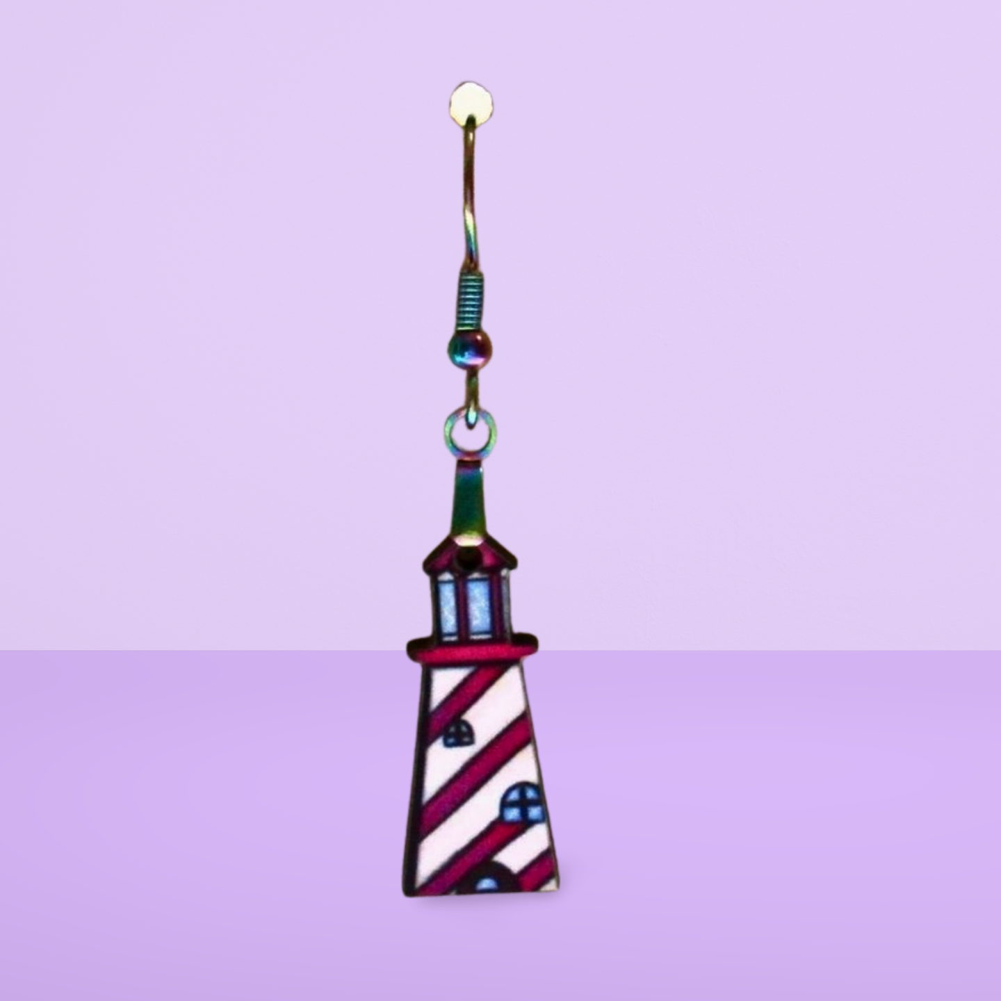 Lighthouse Shaped Sublimated Earrings MDF 1 Inch.