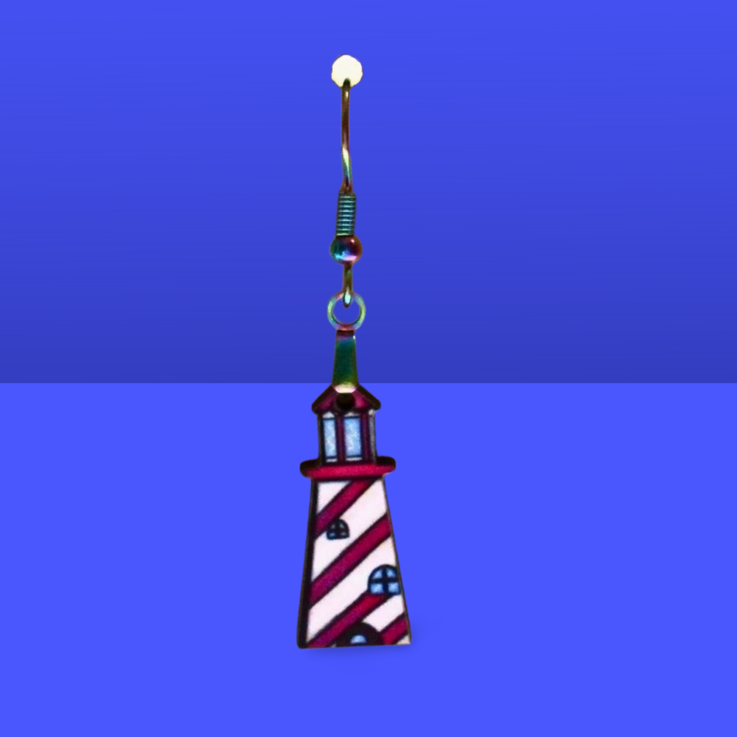 Lighthouse Shaped Sublimated Earrings MDF 1 Inch.