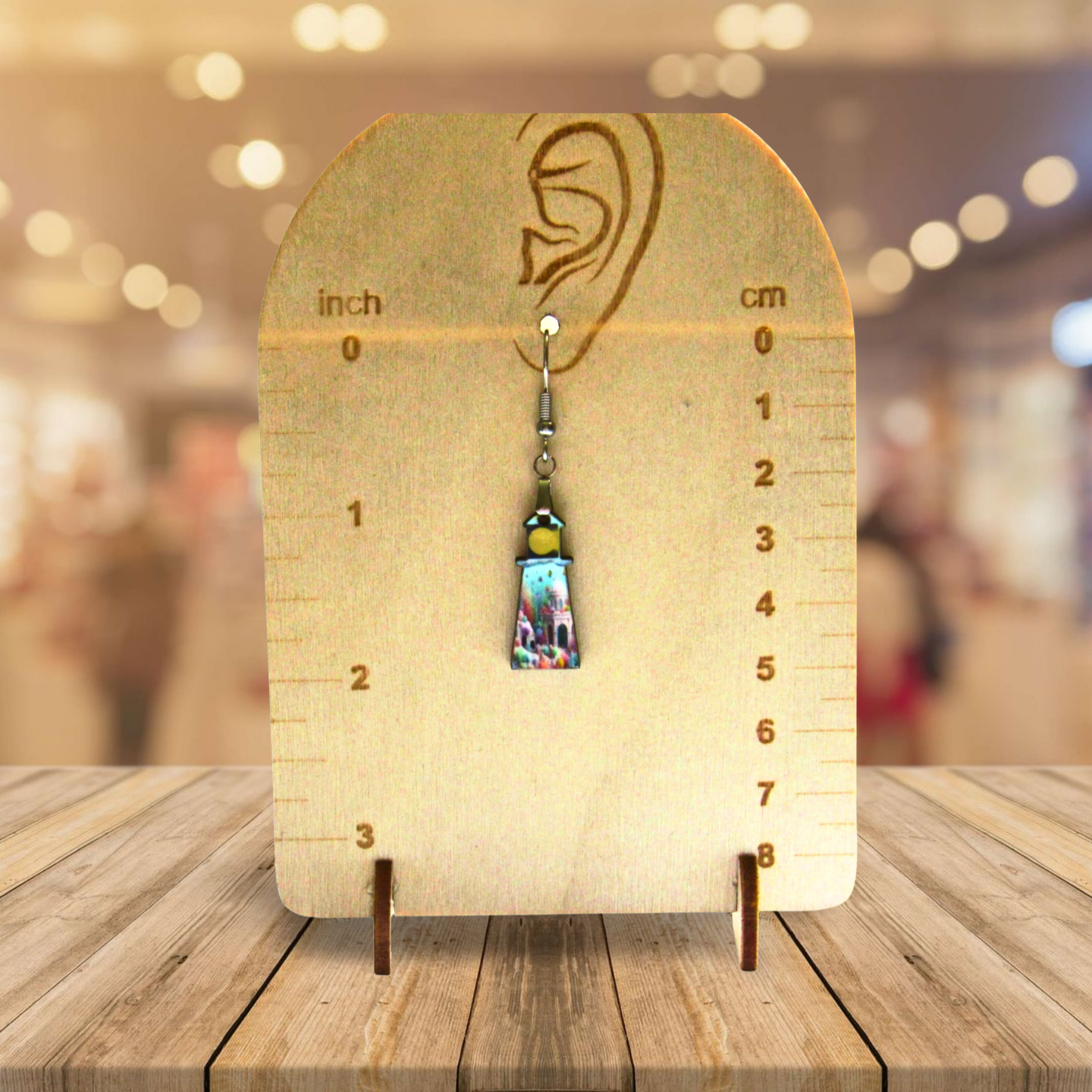 Lighthouse Shaped Sublimated Earrings MDF 1 Inch.