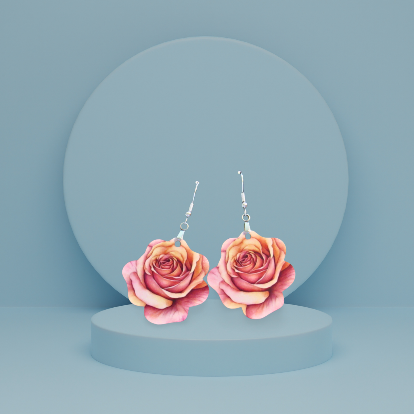 Rose Shaped Sublimated Earrings MDF 1.5 inch