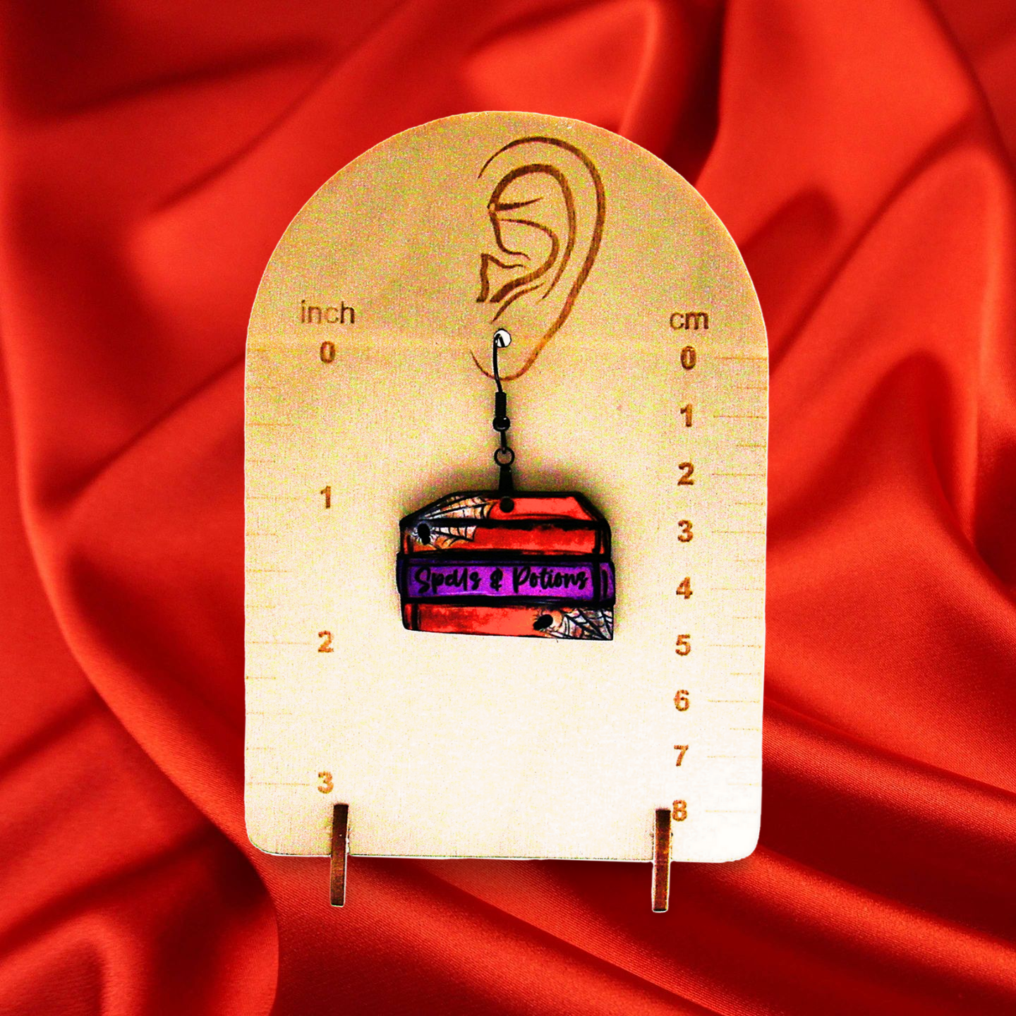 Stacked Book Shaped Sublimated Earrings 1.5 inch