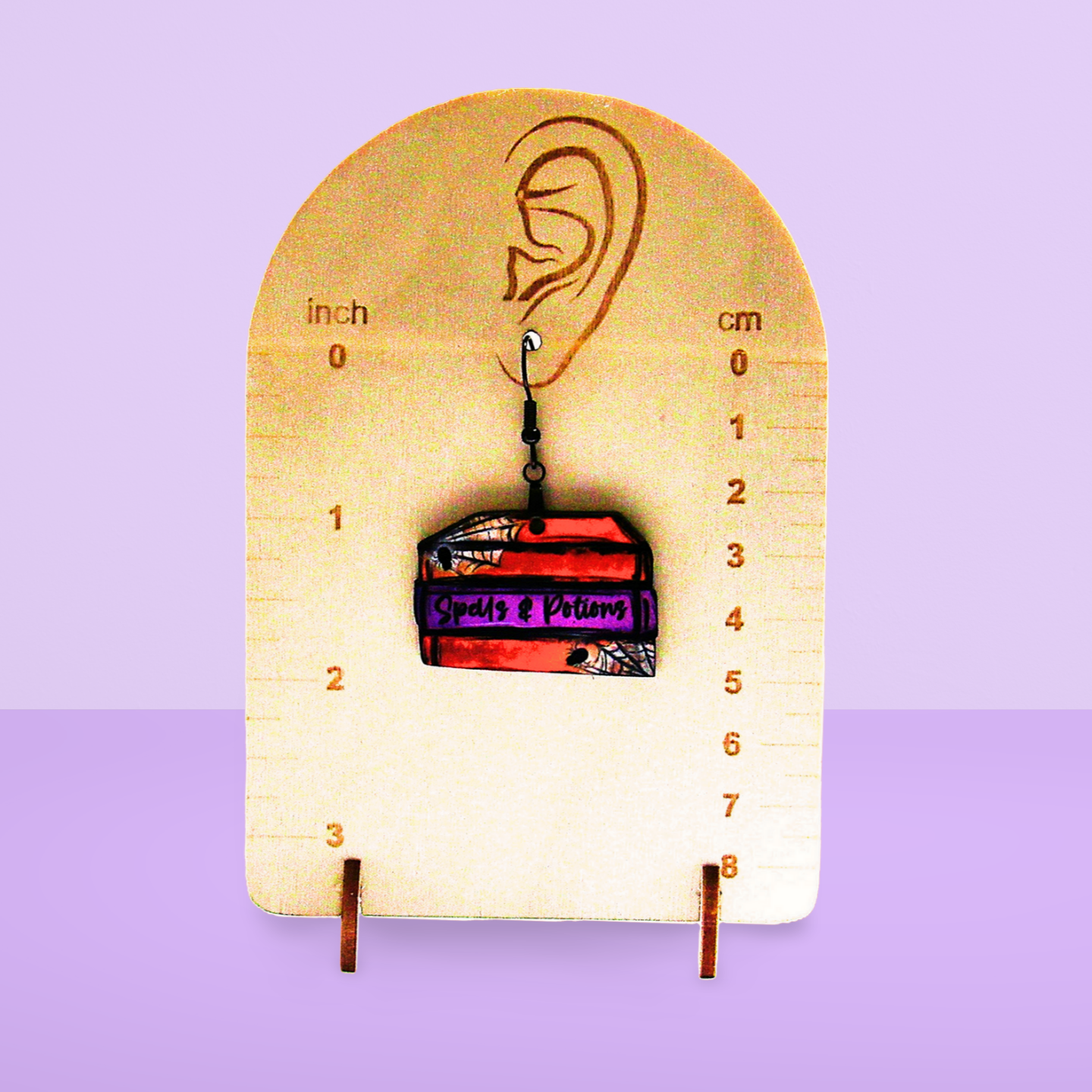 Stacked Book Shaped Sublimated Earrings 1.5 inch