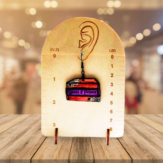 Stacked Book Shaped Sublimated Earrings 1.5 inch