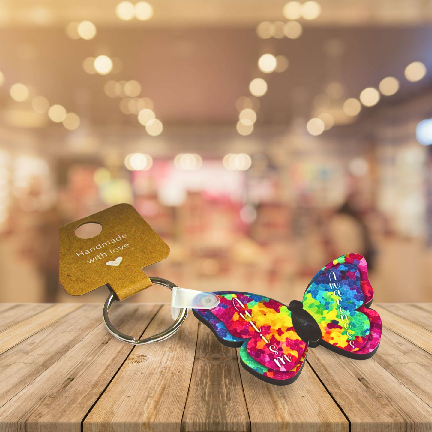 Butterfly Shaped Sublimated Keychain MDF