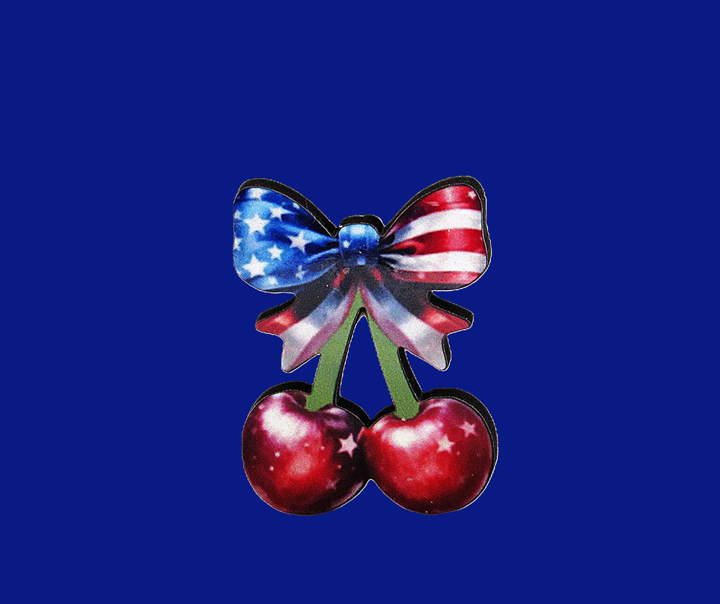 Cherries Bow Shaped Sublimated Pin 1.5 inch