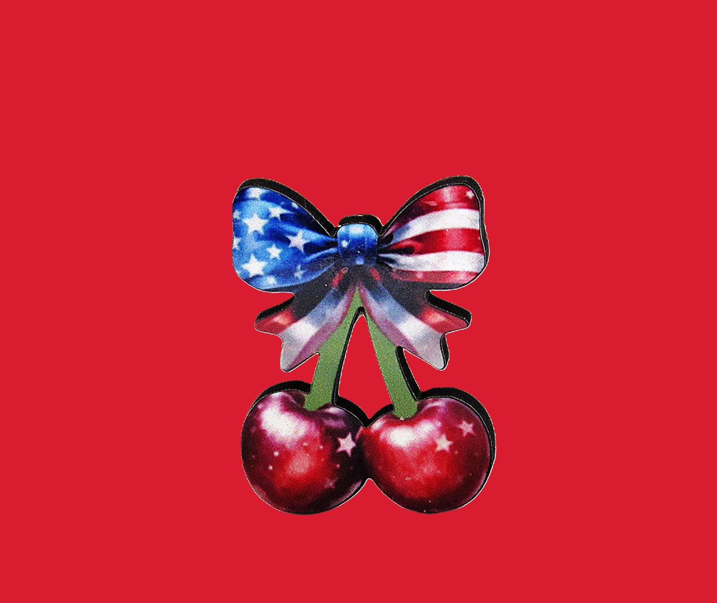 Cherries Bow Shaped Sublimated Pin 1.5 inch
