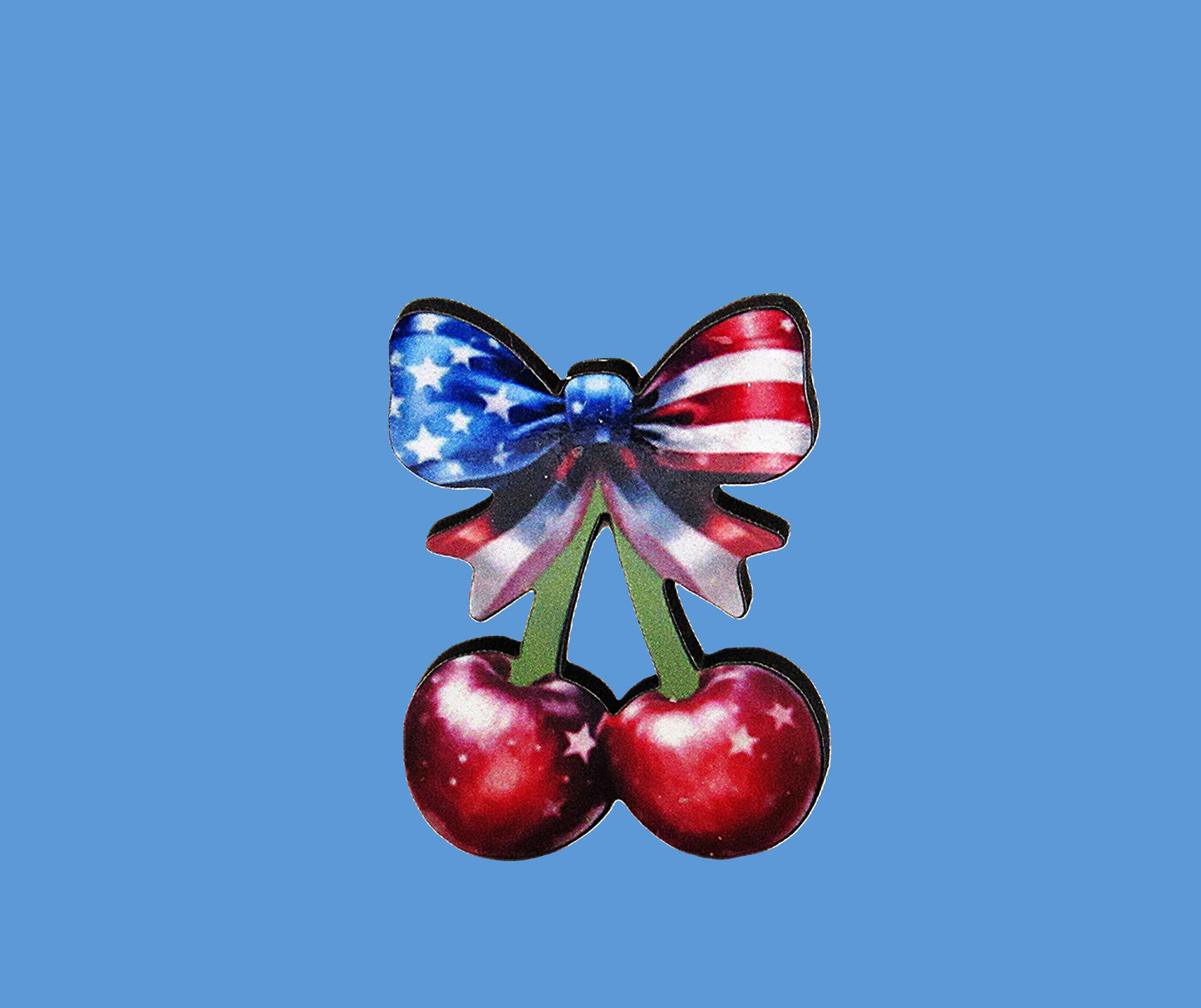 Cherries Bow Shaped Sublimated Pin 1.5 inch