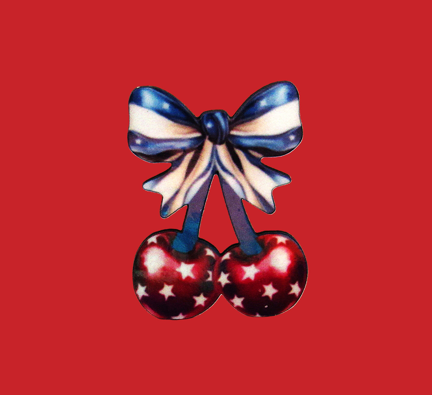 Cherries Bow Shaped Sublimated Pin 1.5 inch