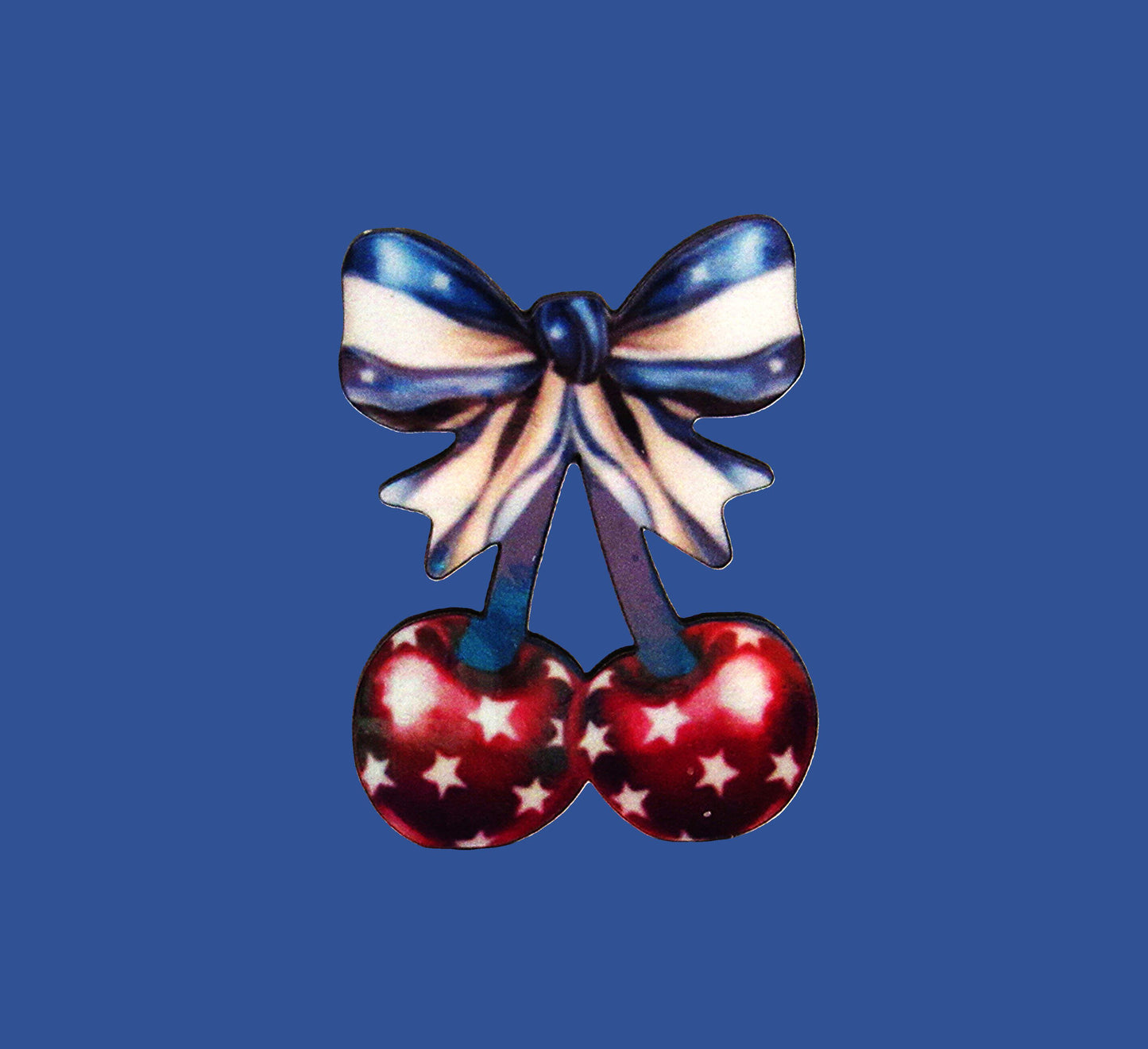 Cherries Bow Shaped Sublimated Pin 1.5 inch